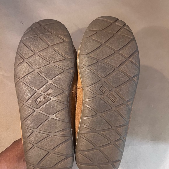 L.L Bean Women's Wicked Good Camp Moccasins Brown Suede Shearling Fur US 8 M - Picture 6 of 10